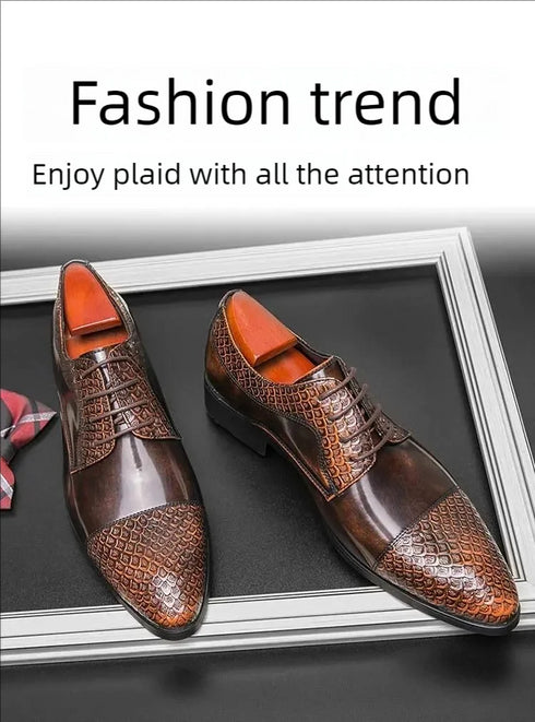 Men's Fashion Derby Shoes Lace-Up Business Office Dress Shoes for Weddings and Formal Events